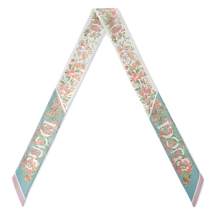 (Women) GUCCI Pink Floral Letter Print Silk Scarf for Women. 7831893G0013972