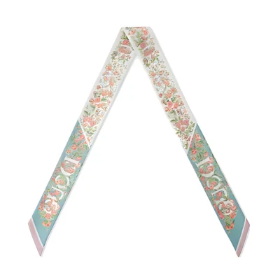 (Women) GUCCI Pink Floral Letter Print Silk Scarf for Women. 7831893G0013972