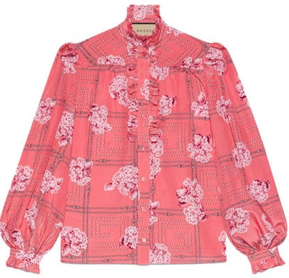(W) 古驰粉色花卉荷叶边长袖衬衫 664440-ZAGVZ-5841 Buy (W) 古驰粉色花卉荷叶边长袖衬衫 664440-ZAGVZ-5841