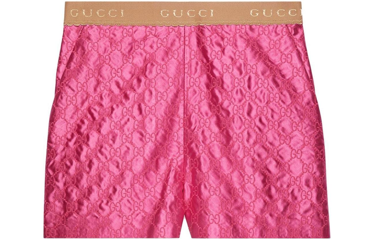 (Women) Gucci Pink FW22 Logo High-Waist Straight-Leg Shorts 704217-ZAIDC-5705