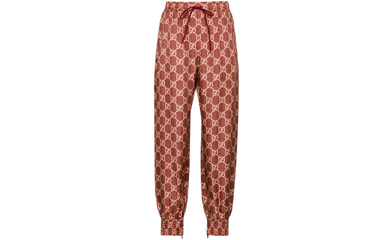 (Women) Gucci Pink GG Pattern Silk Trousers 625005-XJCL5-5281