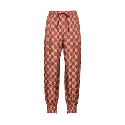 (Women) Gucci Pink GG Pattern Silk Trousers 625005-XJCL5-5281
