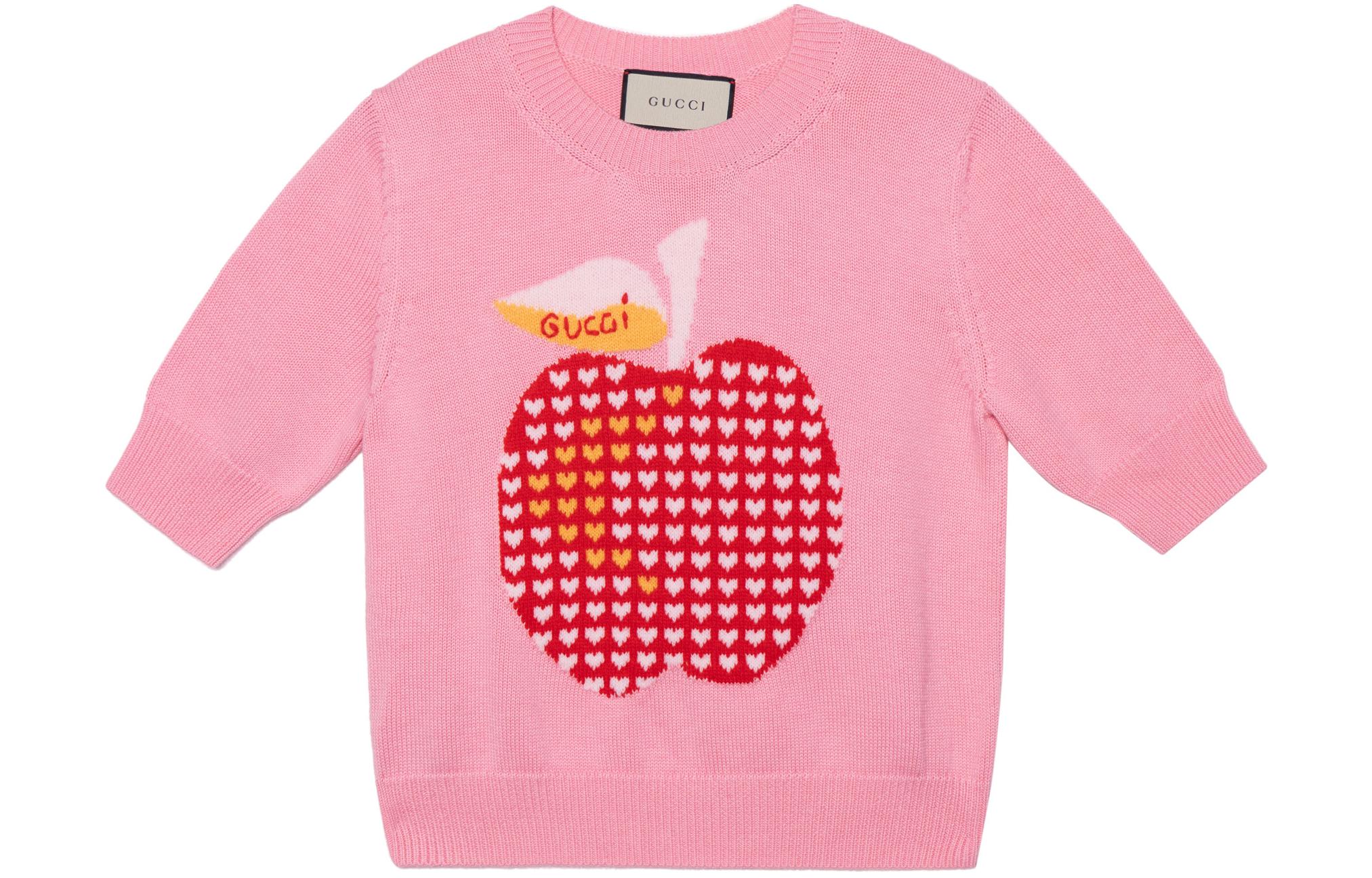 (Women) Gucci Pink Heart Apple Sweater - FW21 Qixi Valentine's Limited Edition 664355-XKBYV-5943