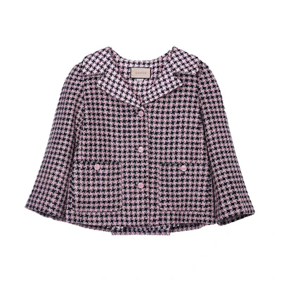 (Women) Gucci Pink Houndstooth Collar Jacket 674323-ZAHXM-1250