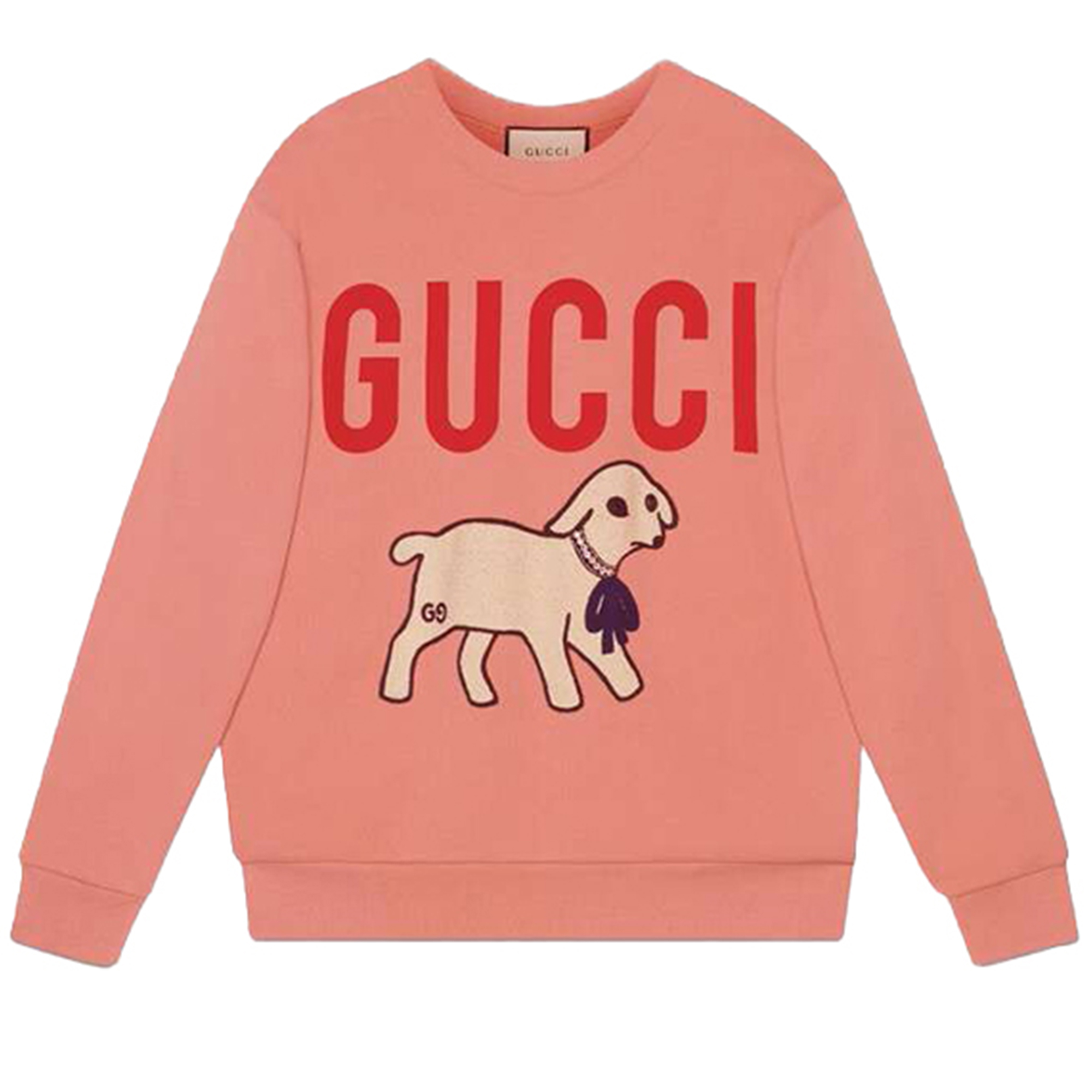 (Women) Gucci Pink Lamb Print Long Sleeve Sweatshirt 469250-XJBUE-5774