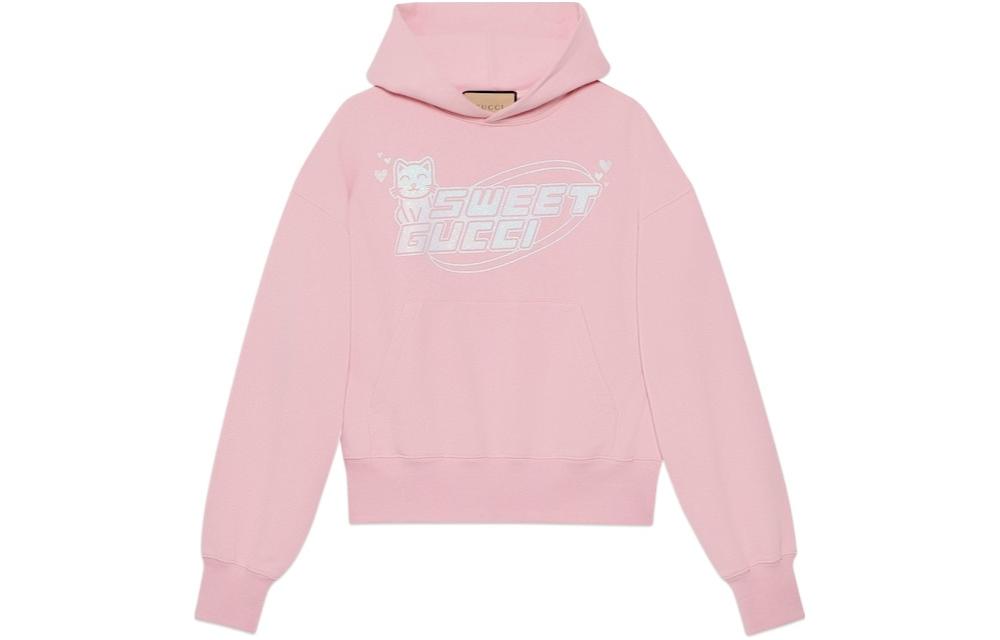 (Women) Gucci Pink Letter Print Drop Shoulder Hoodie SS24 Collection 776886-XJGDS-5904