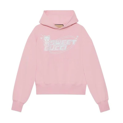 (Women) Gucci Pink Letter Print Drop Shoulder Hoodie SS24 Collection 776886-XJGDS-5904