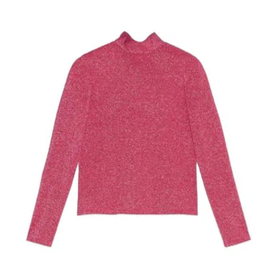 (Women) Gucci Pink Solid Color Tie-Neck Turtleneck Sweater 653414-XKBTK-5096