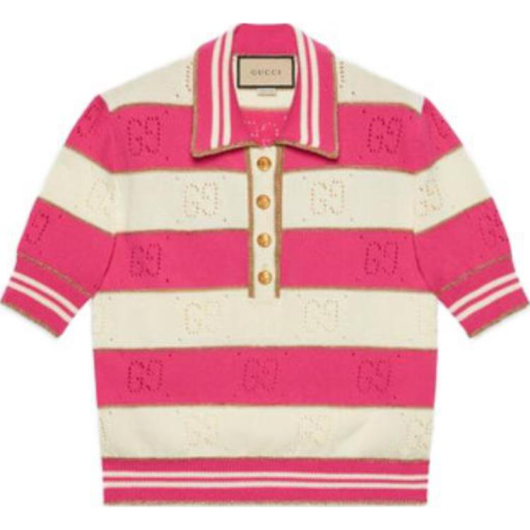 (Women) Gucci Pink Striped Loose Fit Knit T-Shirt 739717-XKC69-5142