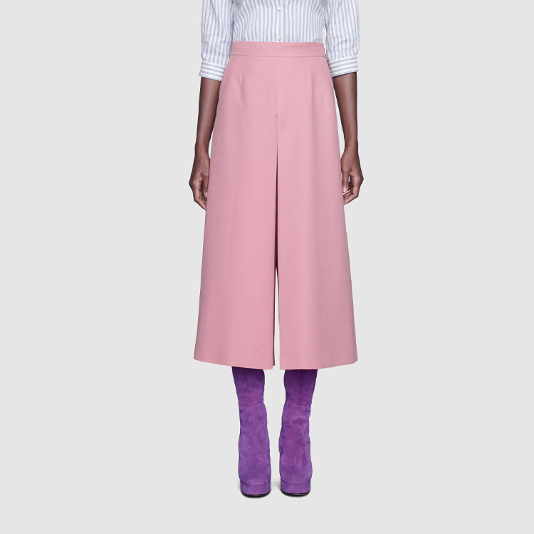(Women) GUCCI Pink Wool-Silk Blend Culottes 619498-ZAD88-5128 圖 3