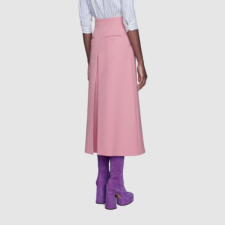 (Women) GUCCI Pink Wool-Silk Blend Culottes 619498-ZAD88-5128 圖 4