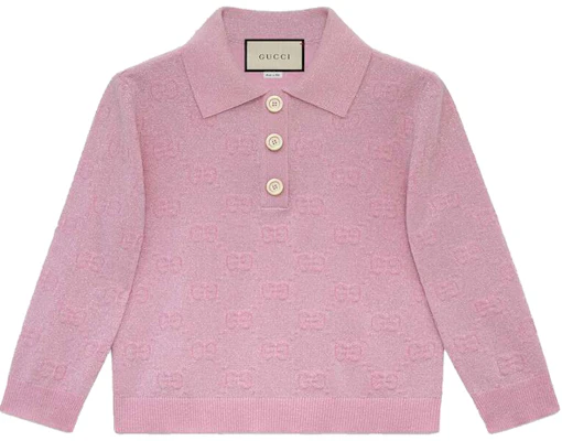 (Women) Gucci Pink Wool Logo Jacquard Short Polo Top for Women 599273-XKA5X-5152 Buy (Women) Gucci Pink Wool Logo Jacquard Short Polo Top for Women 599273-XKA5X-5152
