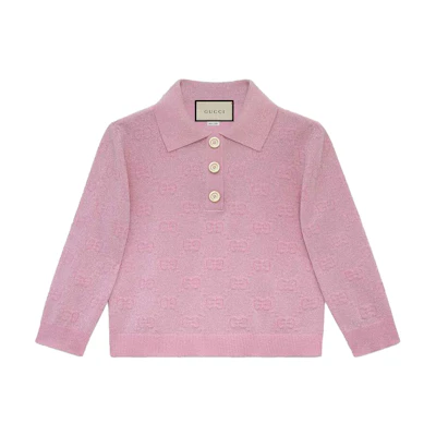 (Women) Gucci Pink Wool Logo Jacquard Short Polo Top for Women 599273-XKA5X-5152