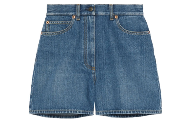 (Women) GUCCI Plain Horsebit Denim Shorts Blue. 681287-XDBP5-4447