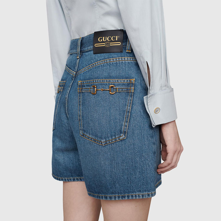 Details for (W) GUCCI Seluar Pendek Denim Biru Horsebit. 681287-XDBP5-4447