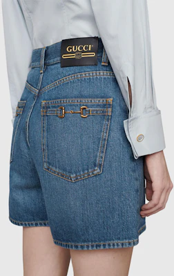 (W) GUCCI Seluar Pendek Denim Biru Horsebit. 681287-XDBP5-4447 Details for (W) GUCCI Seluar Pendek Denim Biru Horsebit. 681287-XDBP5-4447