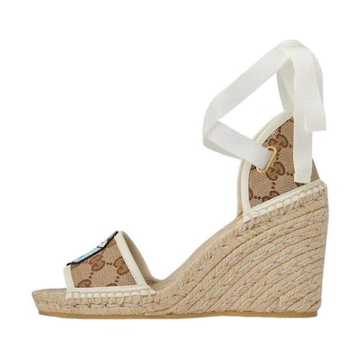 (W) Gucci GG Espadrille with Patch Beige White