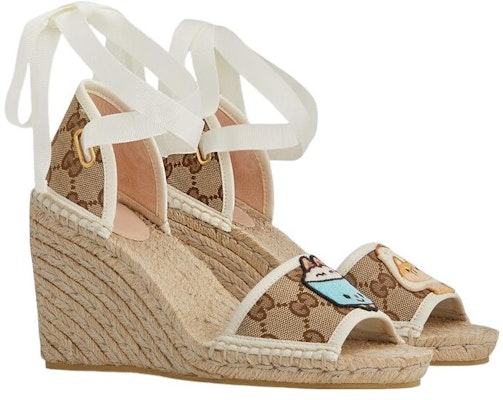 (W) グッチ GGパッチ エスパドリーユ ベージュ/ホワイト 737511-FABOR-9741 Lookbook (W) グッチ GGパッチ エスパドリーユ ベージュ/ホワイト 737511-FABOR-9741