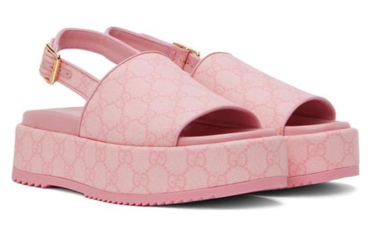 Lookbook (W) Sandal Bertapak Tinggi Gucci GG 'Pink' 701153-FABR9-8472