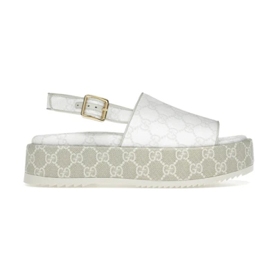 (W) Gucci Platform GG Sandal 'White Beige'