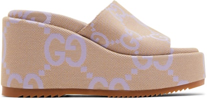 (Women) Gucci Platform Sandal 'Jumbo GG - Beige Lapis' 730047-UKO00-8803 (Women) Gucci Platform Sandal 'Jumbo GG - Beige Lapis' 730047-UKO00-8803