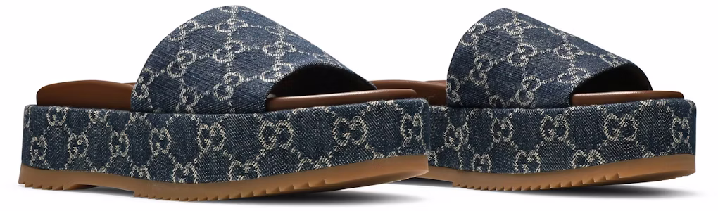 GUCCI古馳 丹寧 GG 時尚涼拖 女款 藍棕色 Cheap GUCCI古馳 丹寧 GG 時尚涼拖 女款 藍棕色