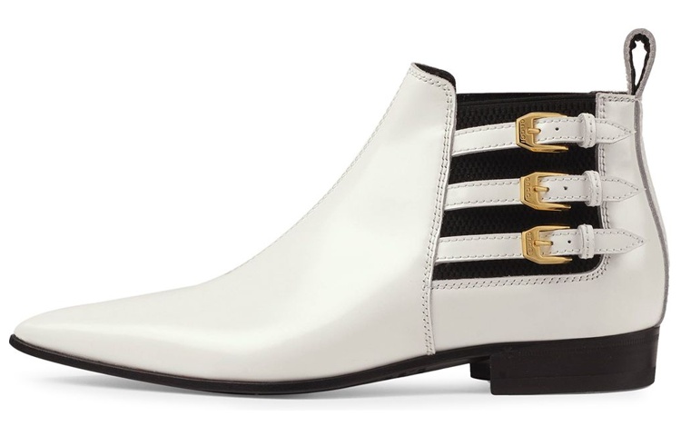 (Women) Gucci Pointed Side Buckle Ankle Boots 'White' 603672-DS8I0-9060