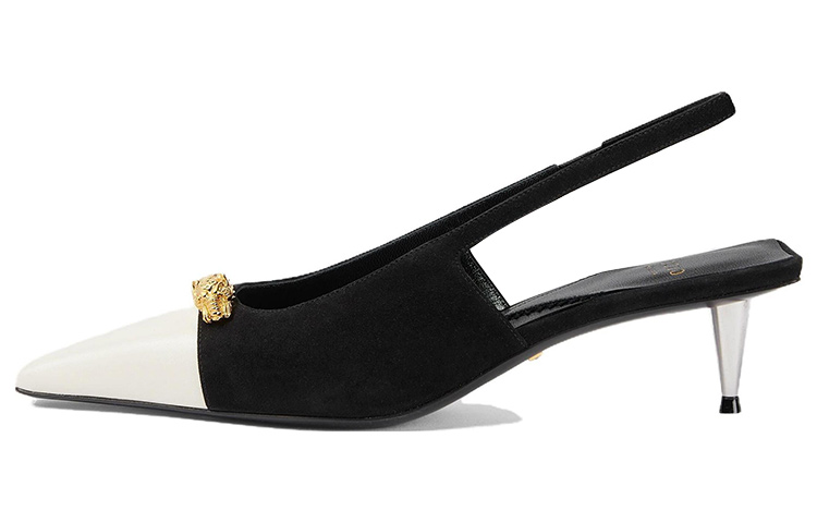 (Women) Gucci Pointed Toe Slingback Stiletto 'Black White' 768113-C9D50-9066