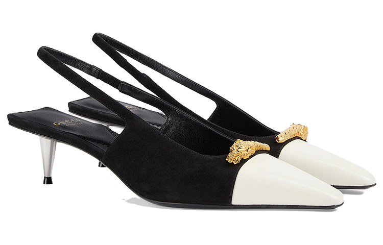 Lookbook (W) Gucci Puntige Slingback Stiletto ''Zwart Wit'' 768113-C9D50-9066