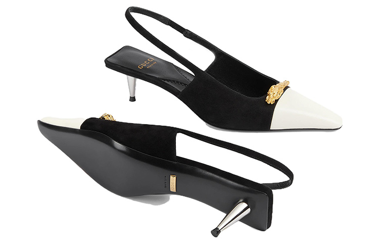 Details for (W) Gucci Puntige Slingback Stiletto ''Zwart Wit'' 768113-C9D50-9066