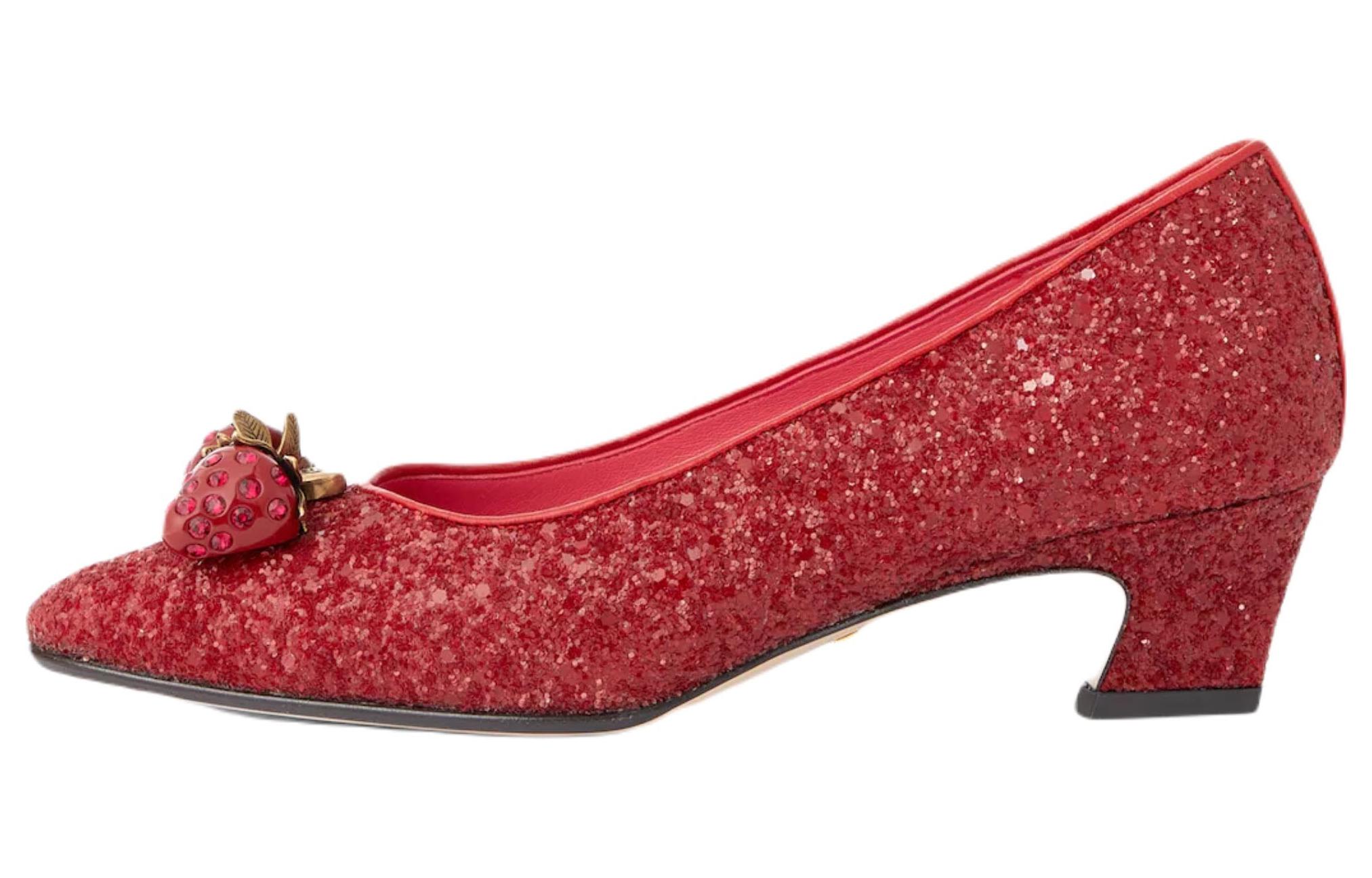 (Women) Gucci Pointed Toe Slip-On 'Thick Heel Red' 746387-FAB1E-6445