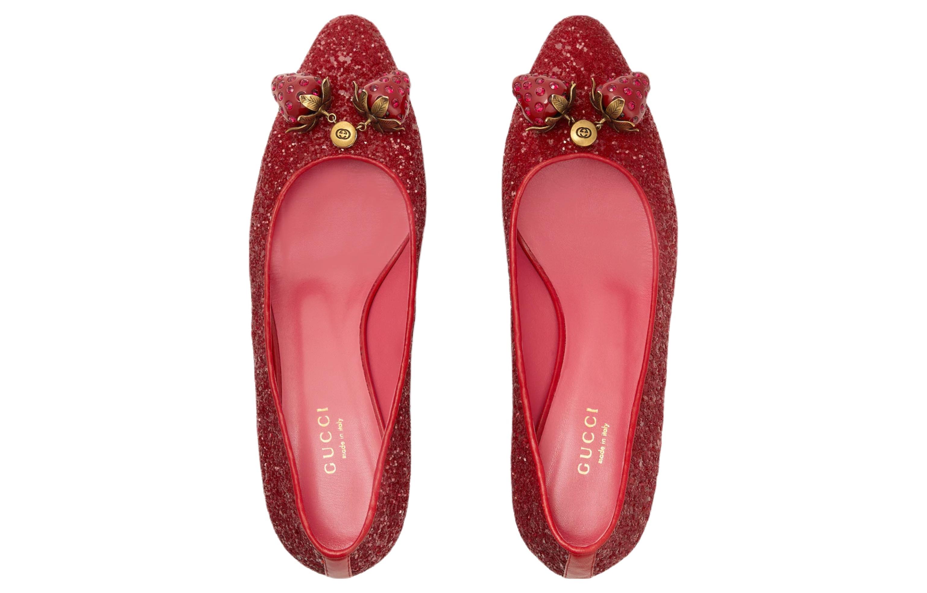 Shop (W) Gucci尖头平底鞋‘厚跟红’ 746387-FAB1E-6445