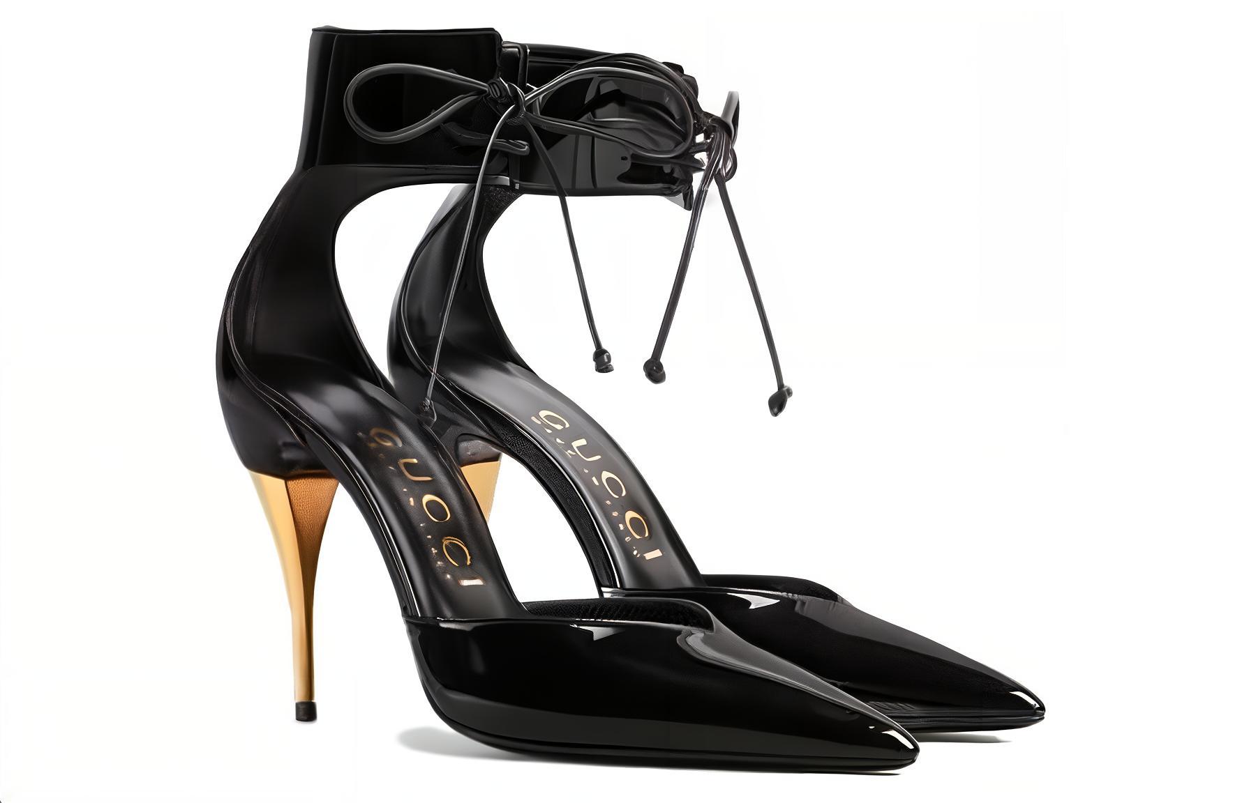 Shop (W) グッチ ポインテッドトゥ スティレット (黒革) 717159-AAA59-1000