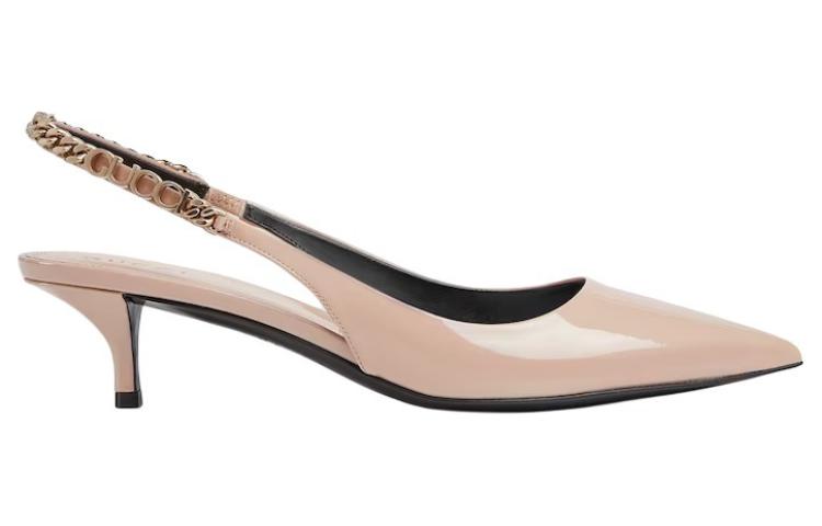 Order GUCCI古馳 漆皮 亮面尖頭 套腳 細跟 高跟鞋 4.5cm 女款 淺米色