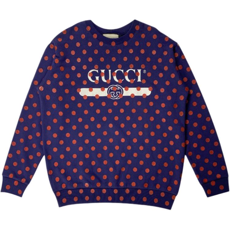 (Women) Gucci Polka Dot Logo Sweatshirt in Navy Blue 617964-XJCK9-4846