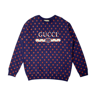 (Women) Gucci Polka Dot Logo Sweatshirt in Navy Blue 617964-XJCK9-4846