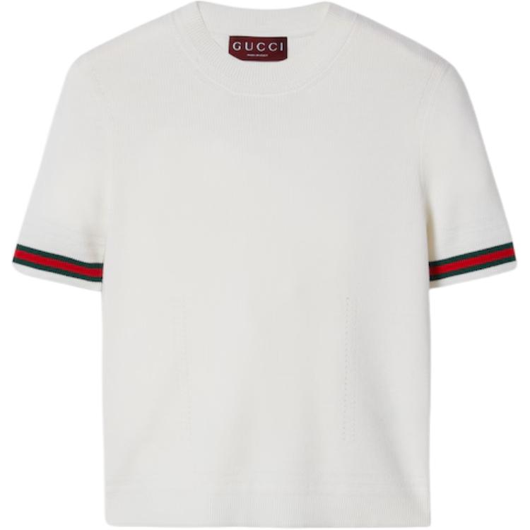 (Women) Gucci Pre-Fall Loose Crewneck Short Sleeve Sweater White 793101-XKD5S-9146