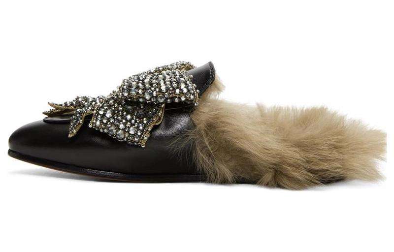 (Women) Gucci Princetown 'Crystal Embroidered Butterfly Bow Black' 471955-DMB90-1063