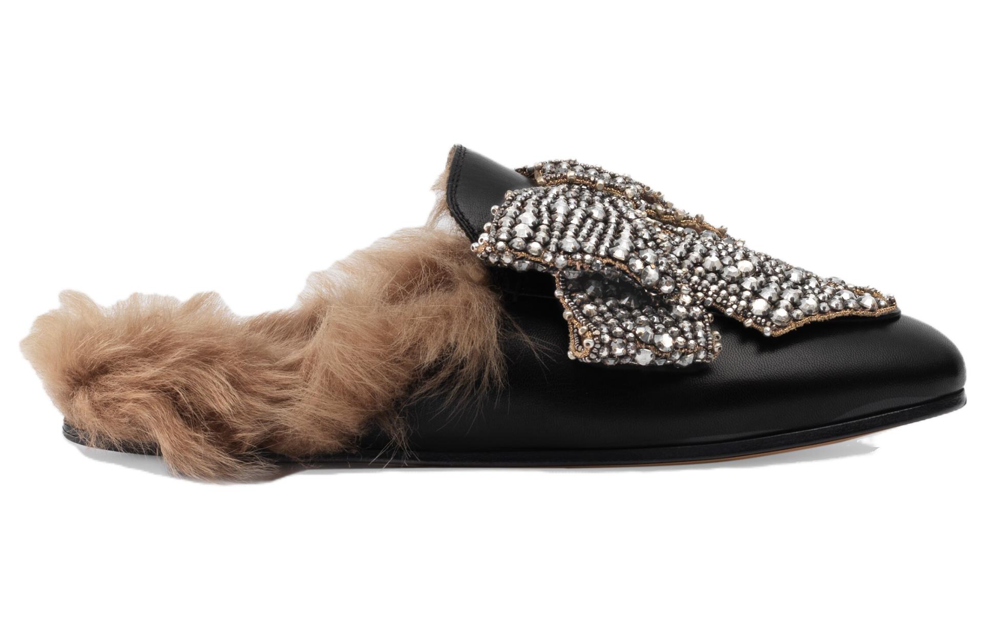 Order (Women) Gucci Princetown 'Crystal Embroidered Butterfly Bow Black' 471955-DMB90-1063