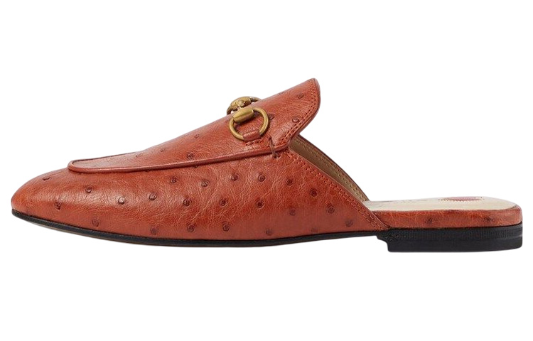 (Women) Gucci Princetown 'Dark Orange Ostrich' 557730-EAAKV-6528