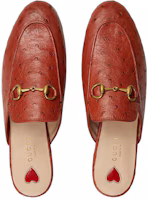 Lookbook GUCCI古馳 Princetown 鴕鳥皮 露跟包頭 時尚涼拖 女款 暗橘色