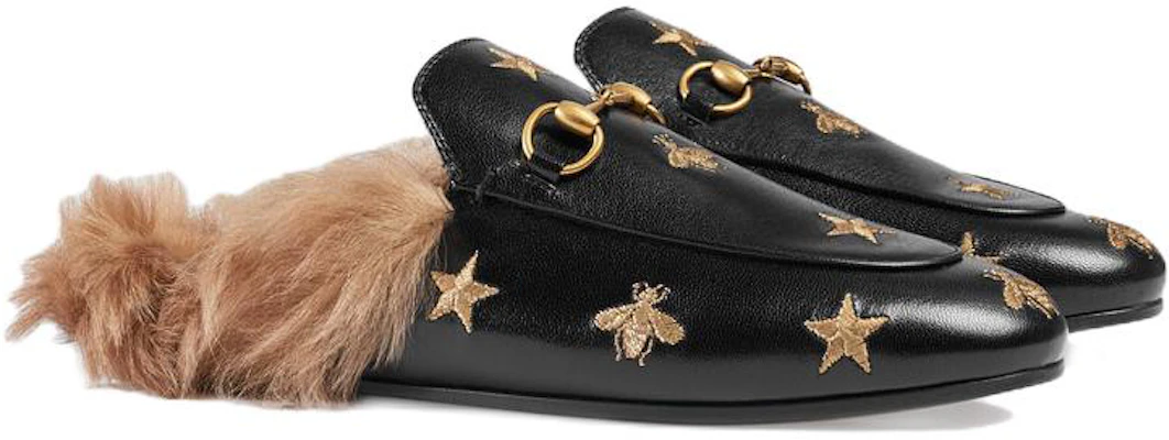 (W) Gucci Princetown ''Geborduurde Bij en Ster met Lamswol Zwart'' 505277-D3VT0-1063 Order (W) Gucci Princetown ''Geborduurde Bij en Ster met Lamswol Zwart'' 505277-D3VT0-1063