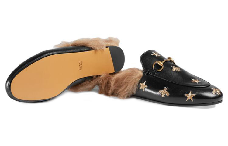 (W) Gucci Princetown 'Embroidered Bee and Star with Lambswool Black' 圖 5