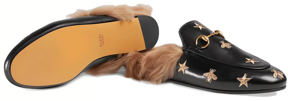 (W) Gucci Princetown ''Geborduurde Bij en Ster met Lamswol Zwart'' 505277-D3VT0-1063 Purchase (W) Gucci Princetown ''Geborduurde Bij en Ster met Lamswol Zwart'' 505277-D3VT0-1063