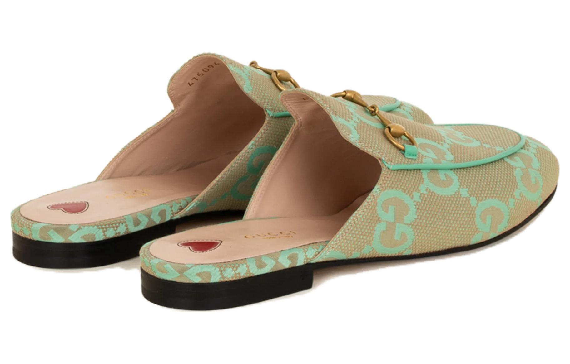 Shop (W) Gucci Princetown 'Hijau Beige' 475094-FABB1-8867