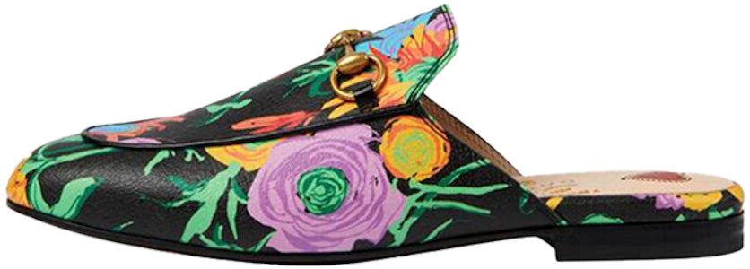 GUCCI 古馳 Princetown Ken Scott 印花系列 滿印花卉 時尚穆勒平底鞋 女款 黑色 Buy GUCCI 古馳 Princetown Ken Scott 印花系列 滿印花卉 時尚穆勒平底鞋 女款 黑色