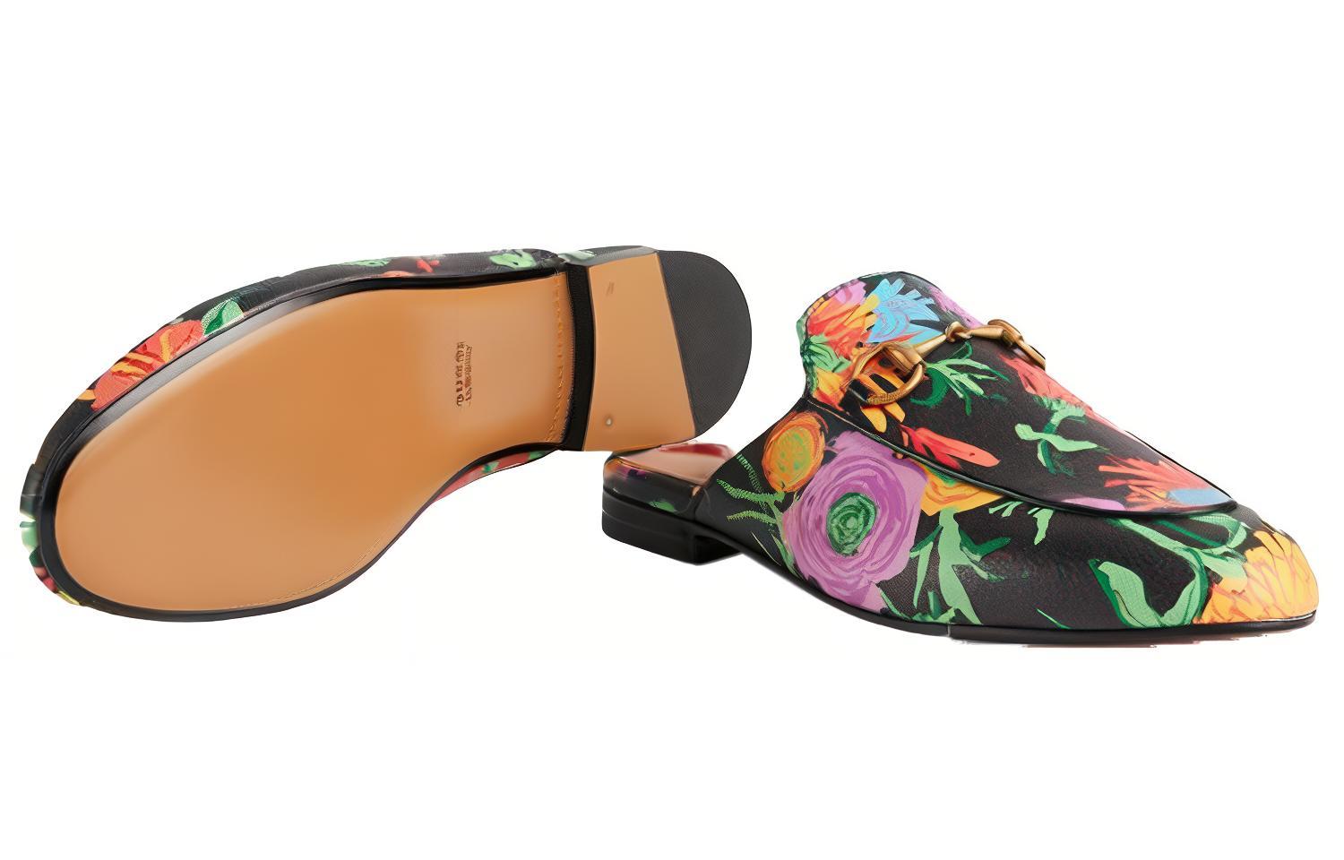 Purchase GUCCI 古馳 Princetown Ken Scott 印花系列 滿印花卉 時尚穆勒平底鞋 女款 黑色