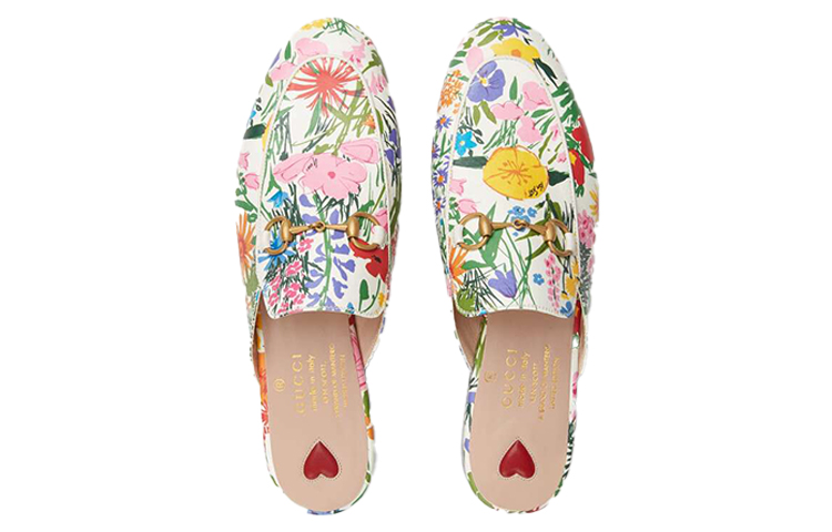 Lookbook GUCCI 古馳 Princetown Ken Scott印花系列 時尚百搭穆勒平底鞋 女款 彩色花卉