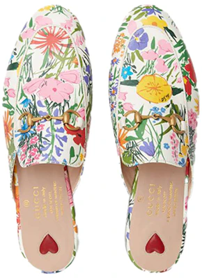 GUCCI 古馳 Princetown Ken Scott印花系列 時尚百搭穆勒平底鞋 女款 彩色花卉 Lookbook GUCCI 古馳 Princetown Ken Scott印花系列 時尚百搭穆勒平底鞋 女款 彩色花卉