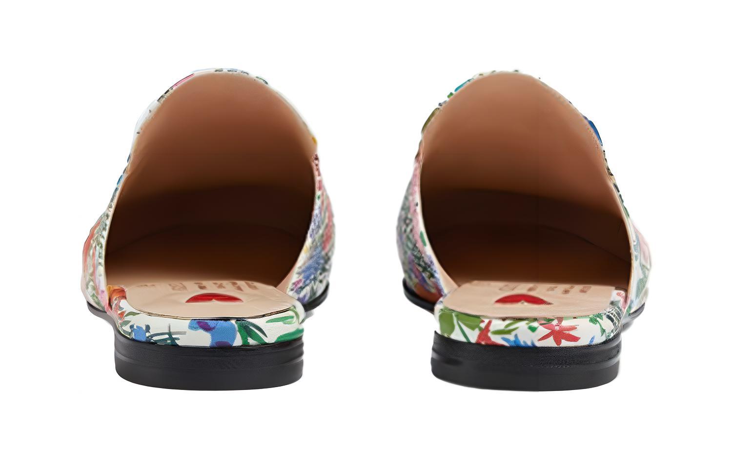 Shop GUCCI 古馳 Princetown Ken Scott印花系列 時尚百搭穆勒平底鞋 女款 彩色花卉